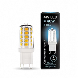 Упаковка 10 штук Лампа Gauss G9 AC185-265V 4W 410lm 4100K керамика LED 1/10/200