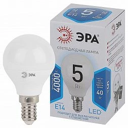 Лампочка светодиодная ЭРА STD LED P45-5W-840-E14 E14 / Е14 5Вт шар нейтральный белый свет