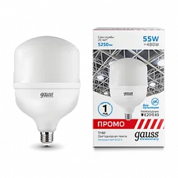 Лампа Gauss Elementary T160 55W 5250lm 6500K E27/E40 Promo LED 1/12