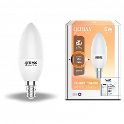 Лампа Gauss Smart Home С37 5W 470lm 2700К Е14 диммируемая LED 1/10/40