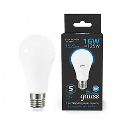 Лампа Gauss A60 16W 1520lm 6500K E27 LED 1/10/50